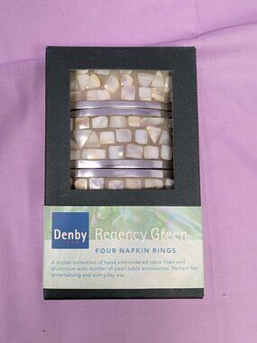 NIB Denby Regency Green Set of 4 Napkin Rings